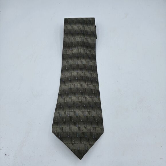 Men's Necktie Necktie brown tan Geometric 58" x 4" Vintage Suit Tie - Picture 2 of 6